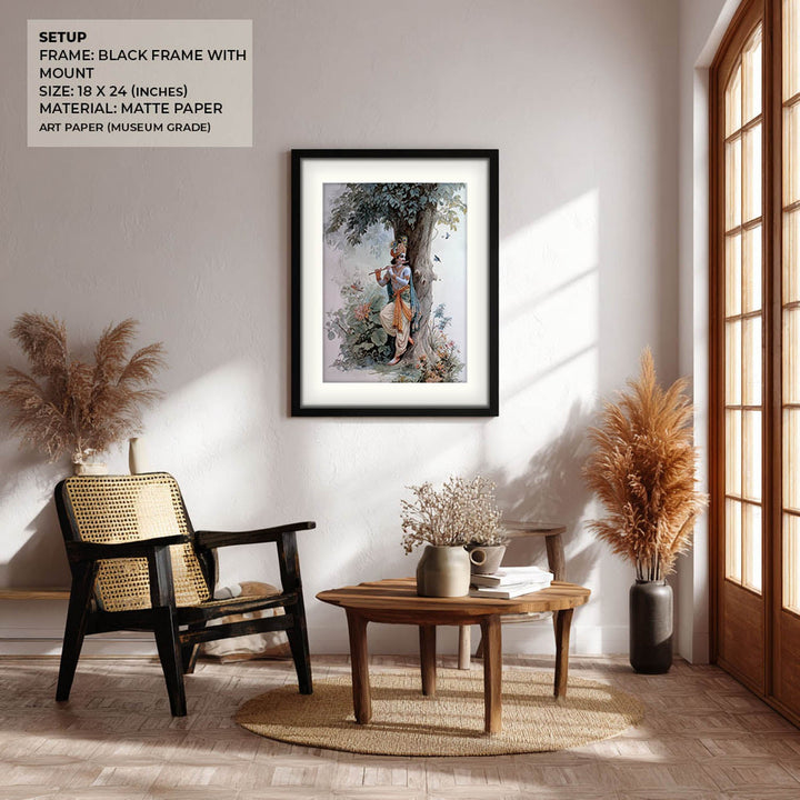 Shree Krishna Playing Flute Painting – Vastu Wall Art