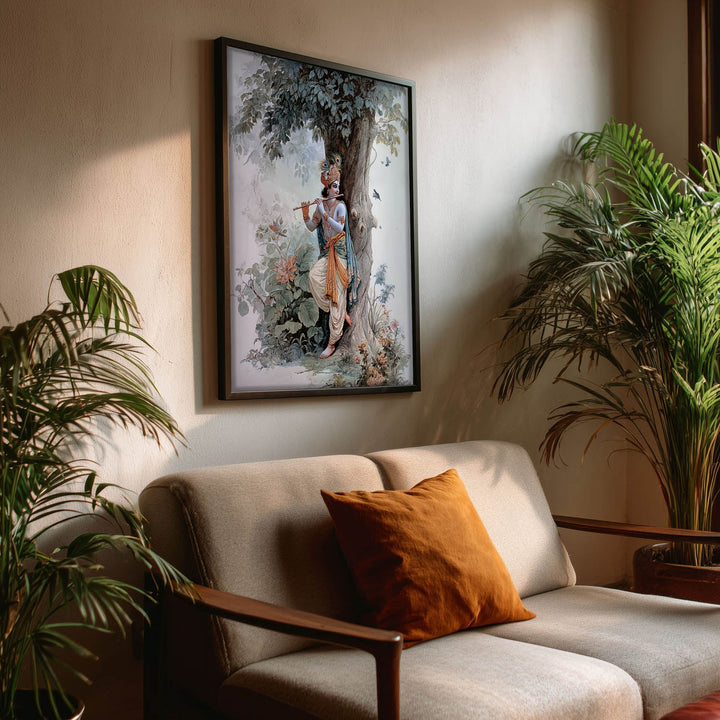 Shree Krishna Playing Flute Painting – Vastu Wall Art