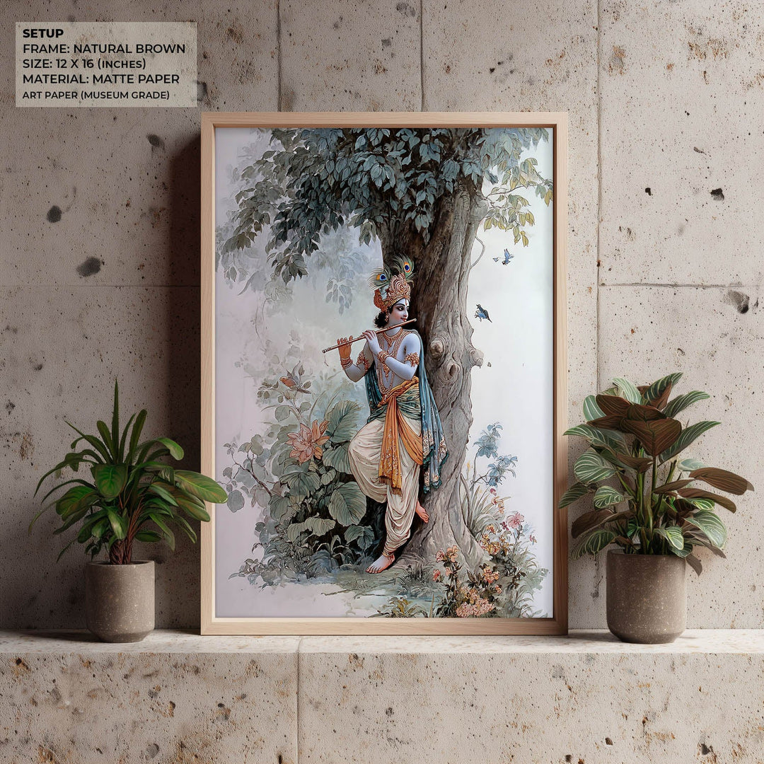 Shree Krishna Playing Flute Painting – Vastu Wall Art