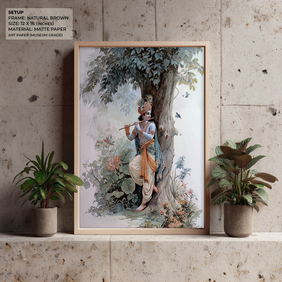 Shree Krishna Playing Flute Painting – Vastu Wall Art
