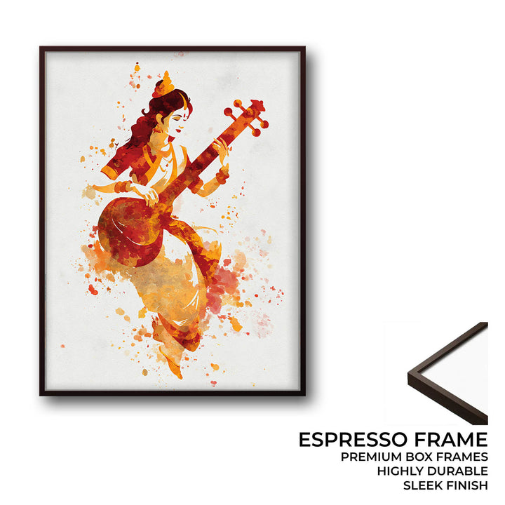 Veena Saraswati Painting – Goddess of Wisdom Wall Art