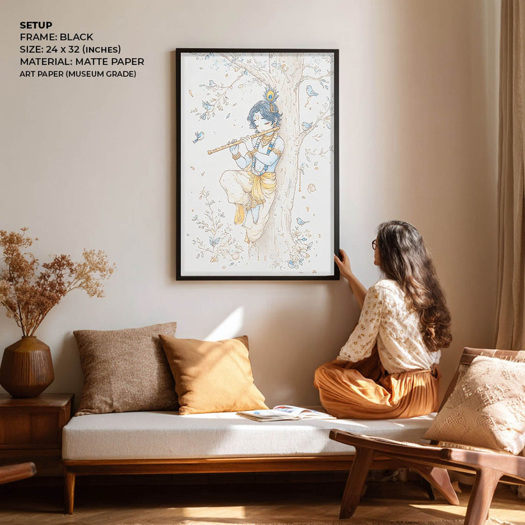 Bal Krishna Flute Wall Art – Vastu Painting for Home