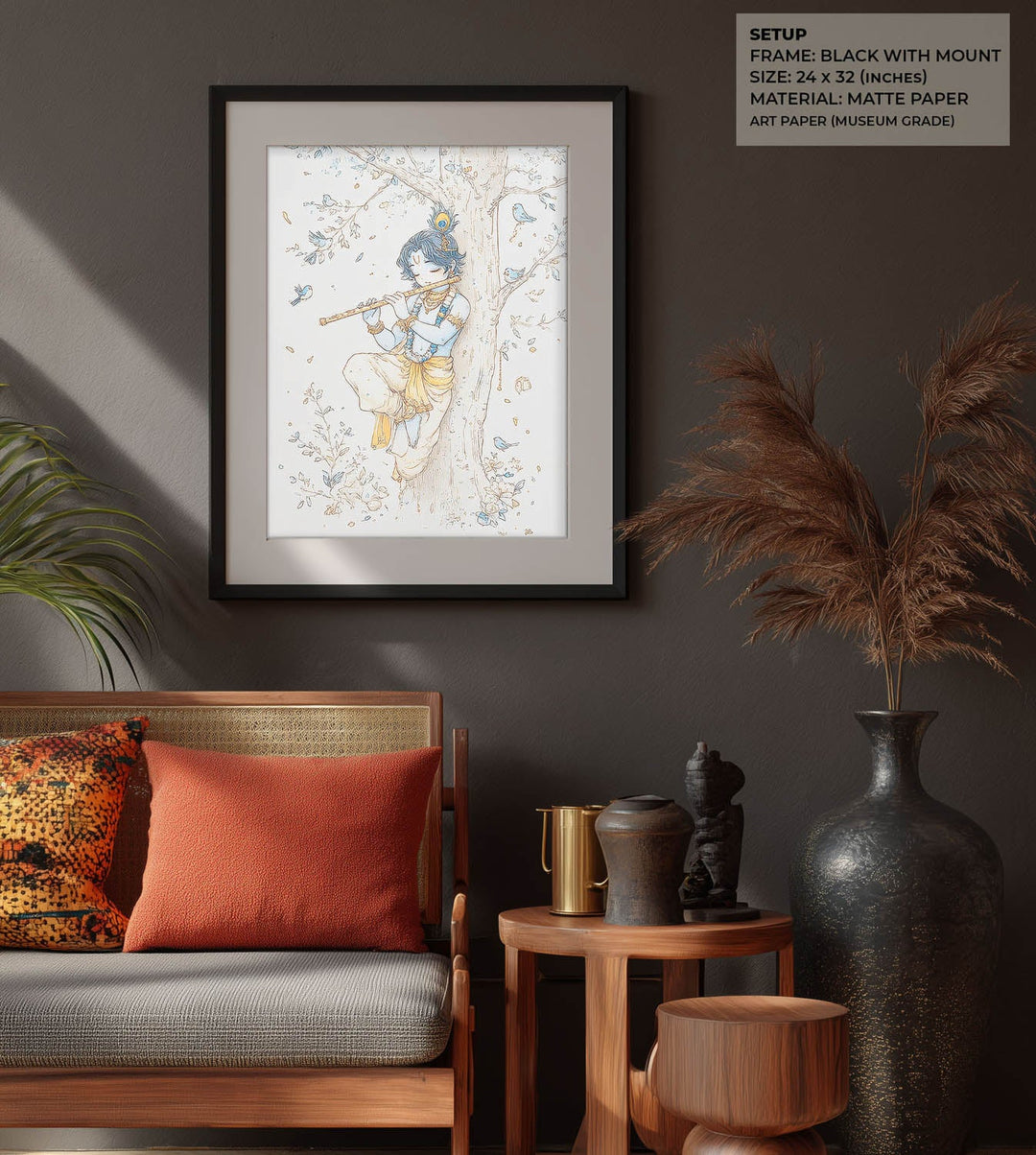 Bal Krishna Flute Wall Art – Vastu Painting for Home