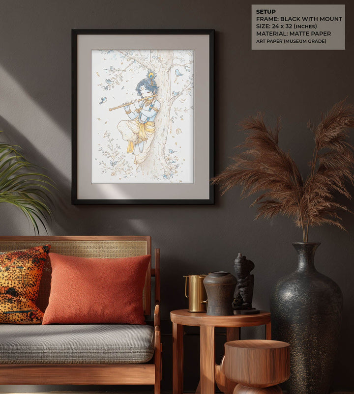 Bal Krishna Flute Wall Art – Vastu Painting for Home
