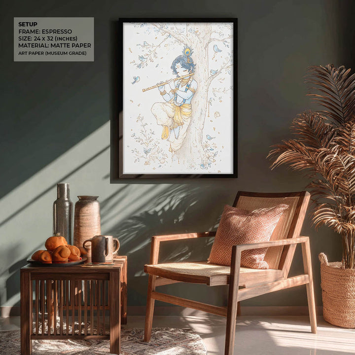 Bal Krishna Flute Wall Art – Vastu Painting for Home