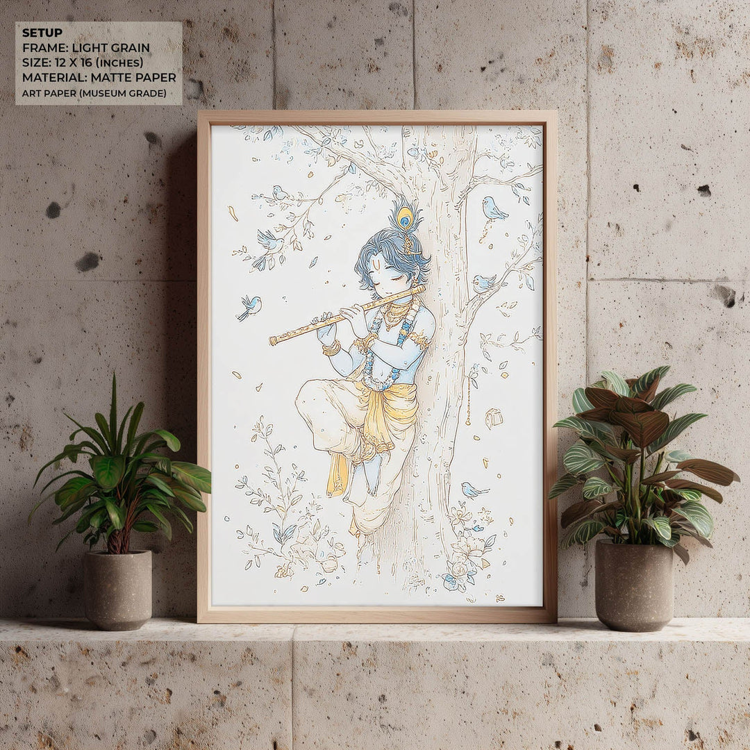 Bal Krishna Flute Wall Art – Vastu Painting for Home