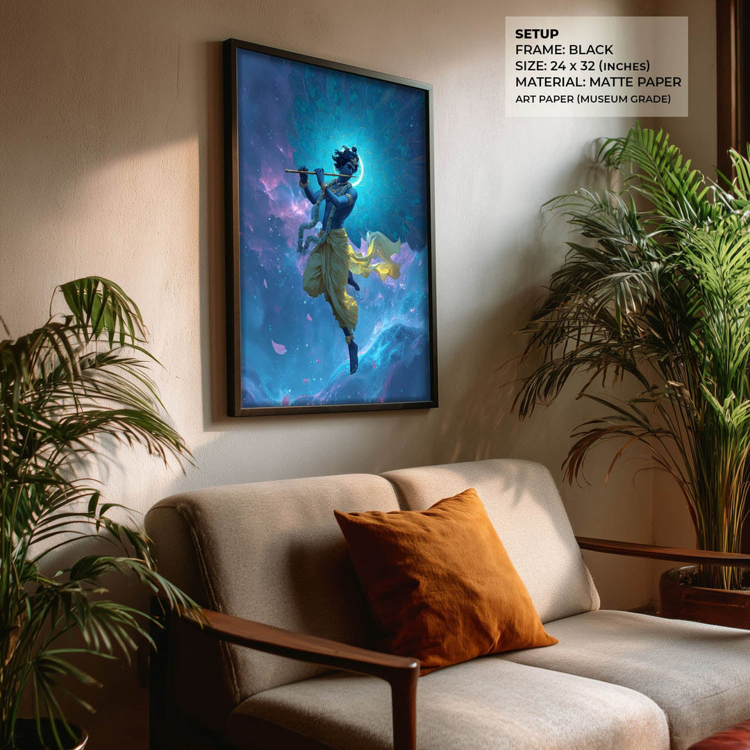 Celestial Krishna Painting – Divine Wall Art