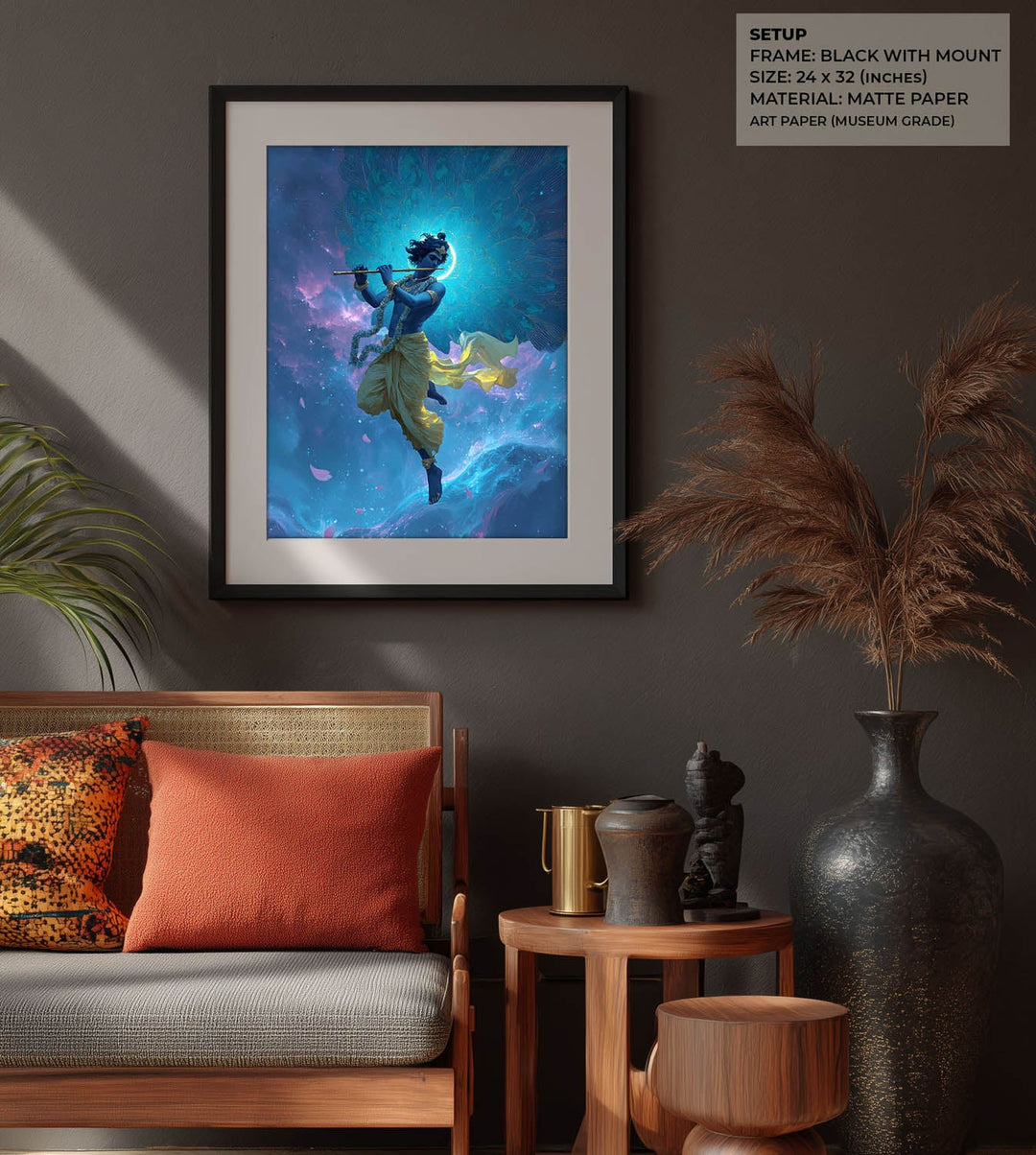 Celestial Krishna Painting – Divine Wall Art