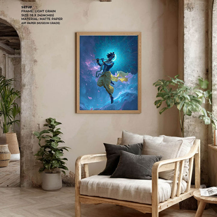 Celestial Krishna Painting – Divine Wall Art