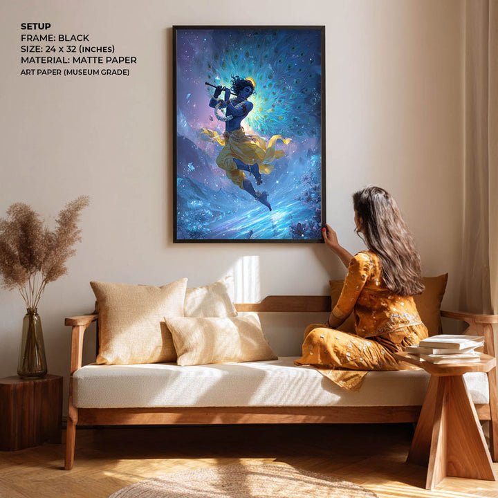 Celestial Krishna Painting – Flute Wall Art