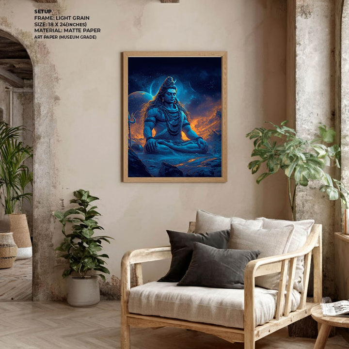 Cosmic Shiva Painting – Mahadev Wall Art