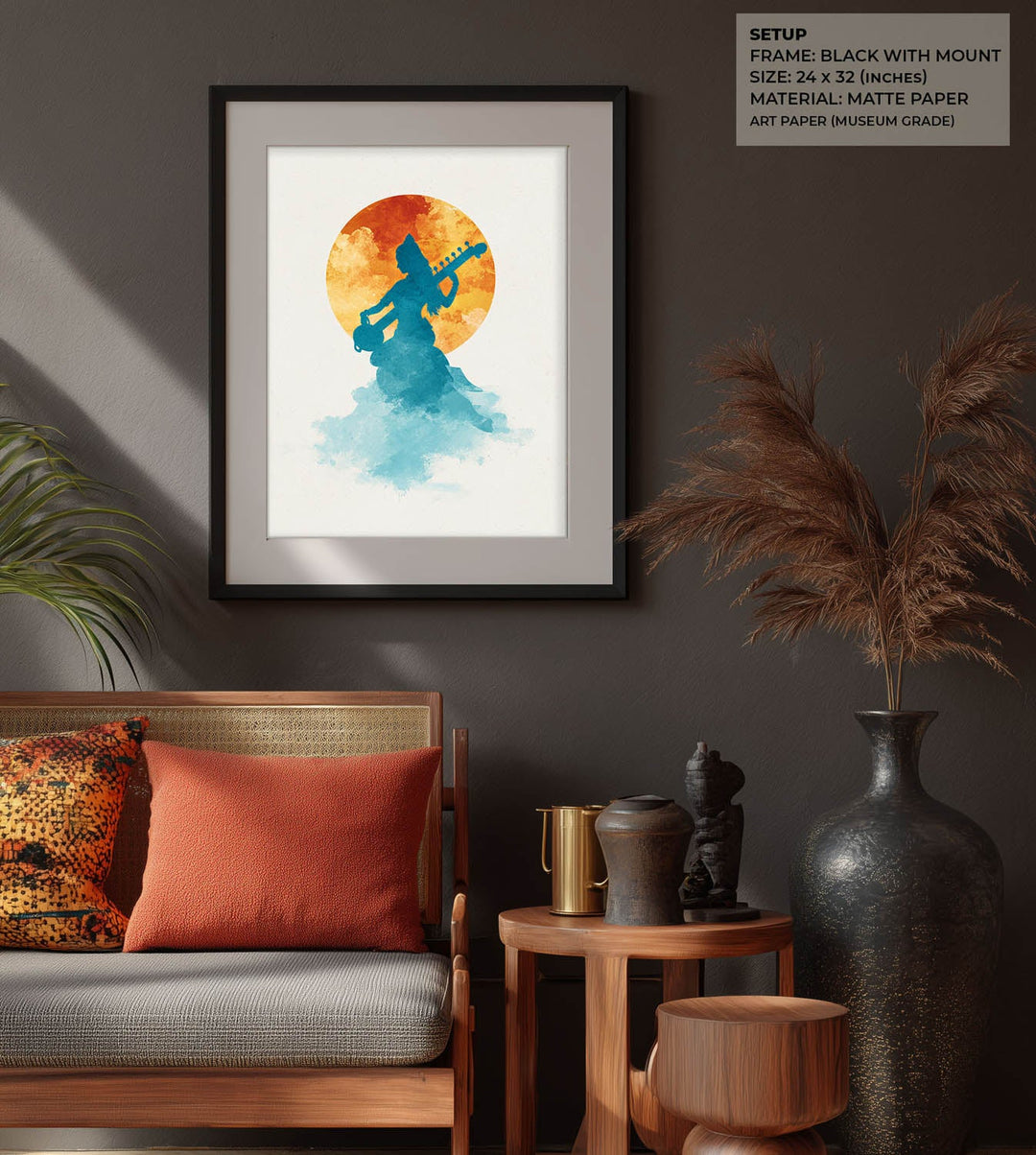 Divine Saraswati Painting – Goddess of Wisdom Wall Art