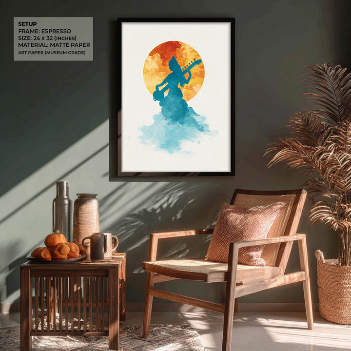 Divine Saraswati Painting – Goddess of Wisdom Wall Art