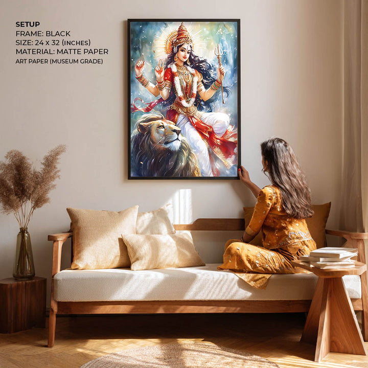 Durga Maa on Lion - Vastu Painting