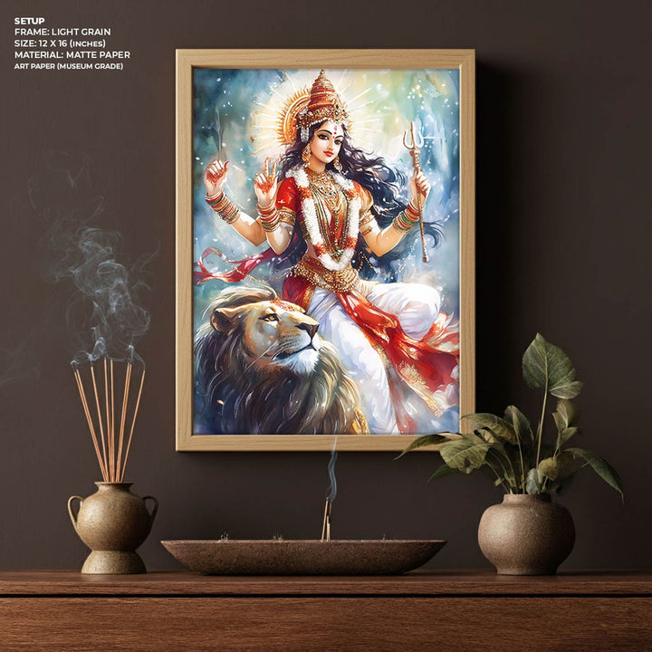 Durga Maa on Lion - Vastu Painting