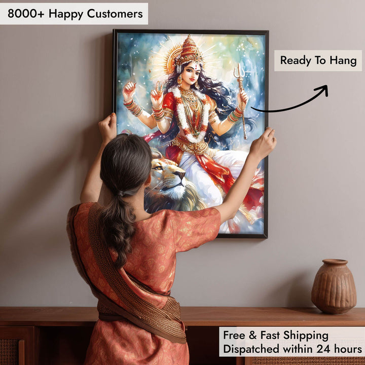 Durga Maa on Lion - Vastu Painting