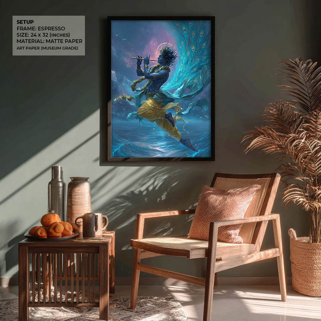 Ethereal Krishna Painting – Flute Wall Art