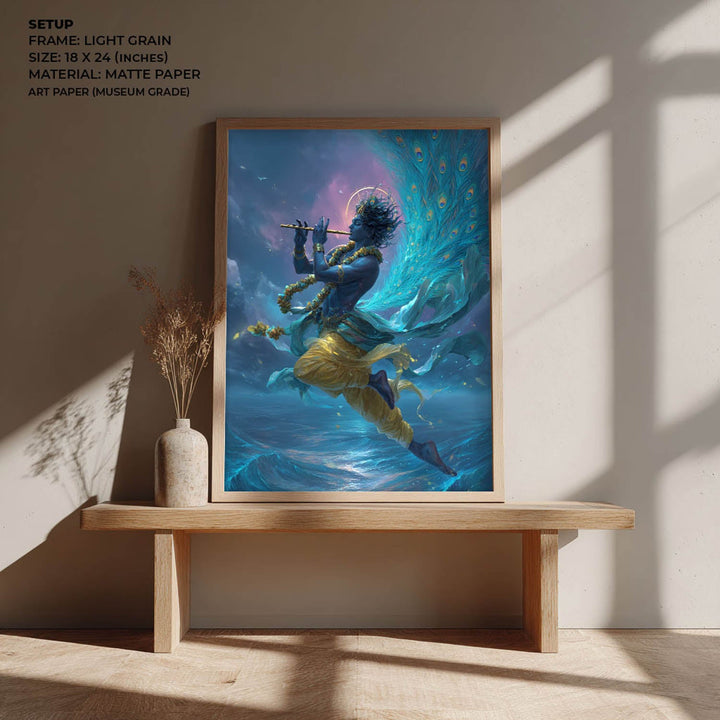 Ethereal Krishna Painting – Flute Wall Art