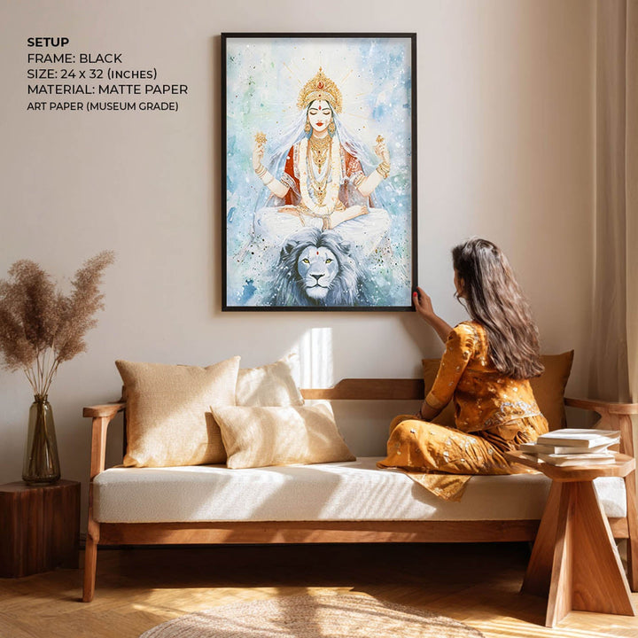 Goddess Durga in Himalaya - God Painting