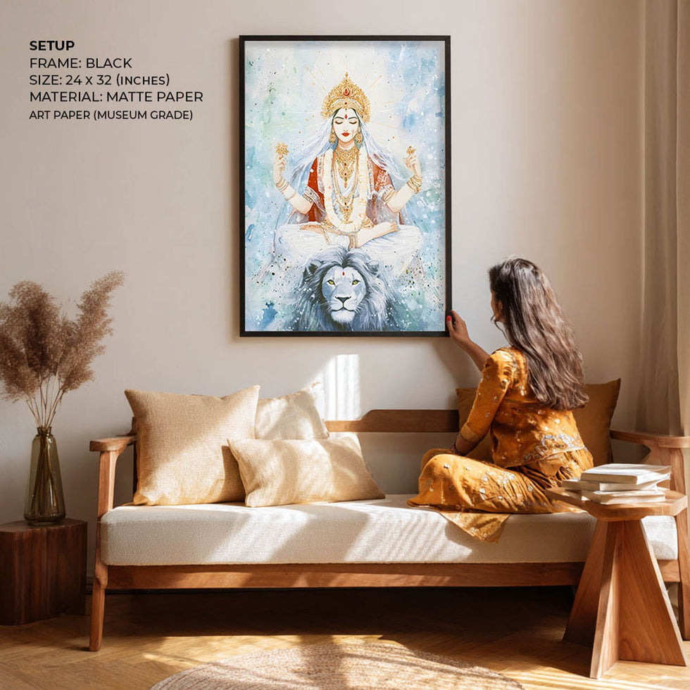 Goddess Durga in Himalaya - God Painting