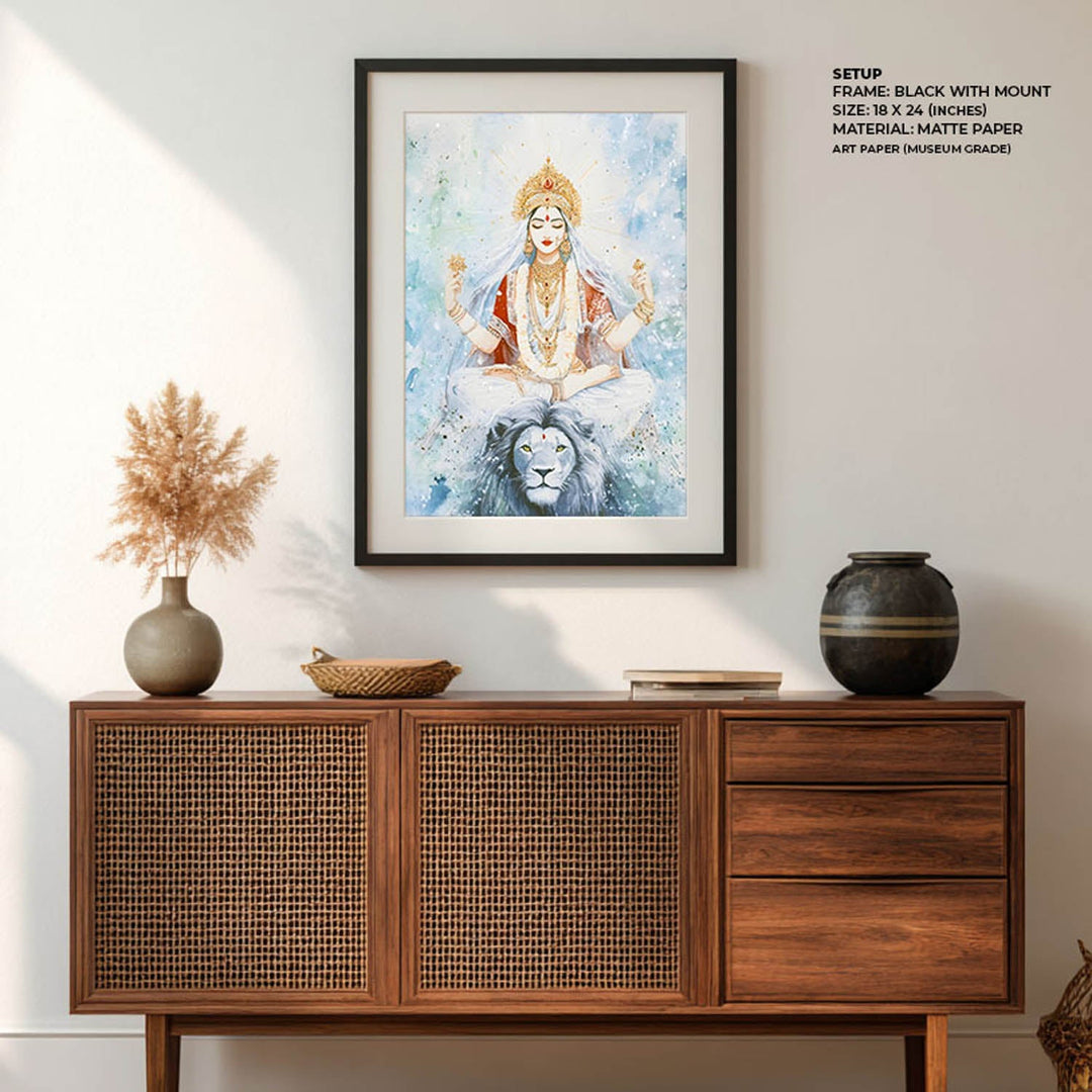 Goddess Durga in Himalaya - God Painting