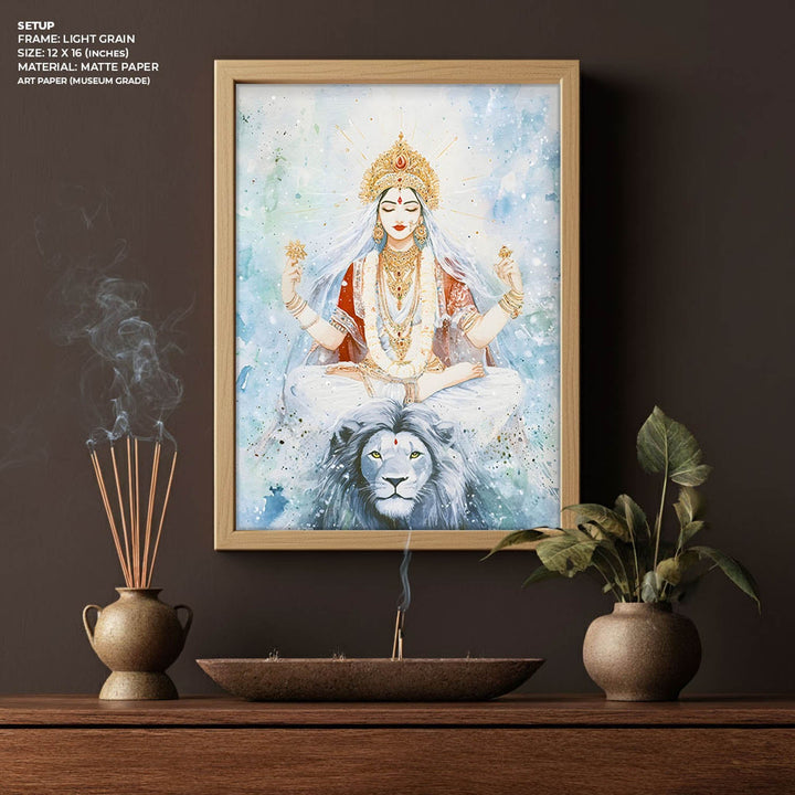 Goddess Durga in Himalaya - God Painting