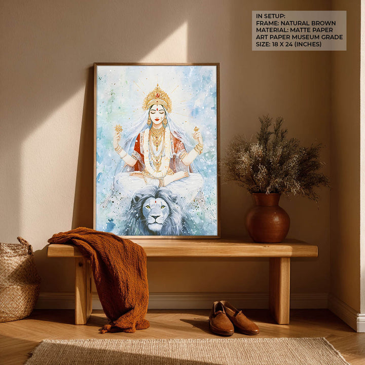 Goddess Durga in Himalaya - God Painting