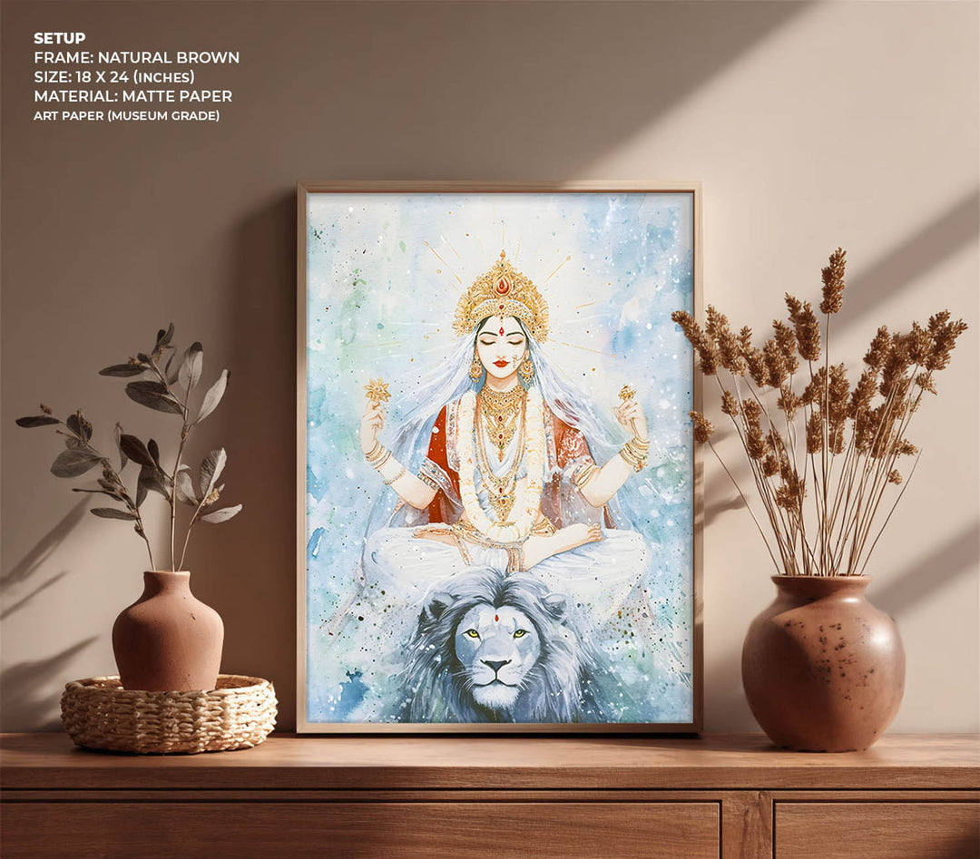 Goddess Durga in Himalaya - God Painting