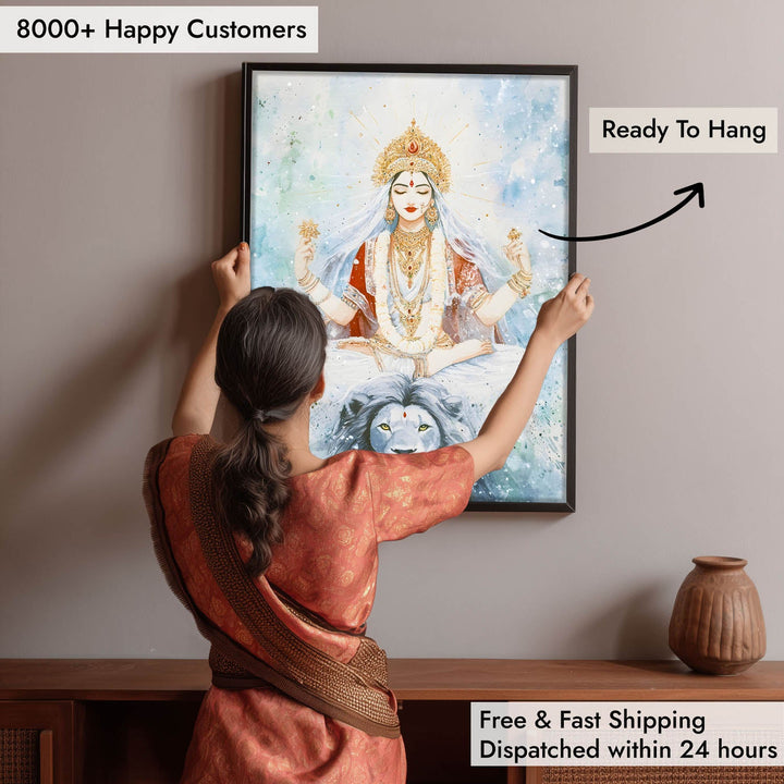 Goddess Durga in Himalaya - God Painting