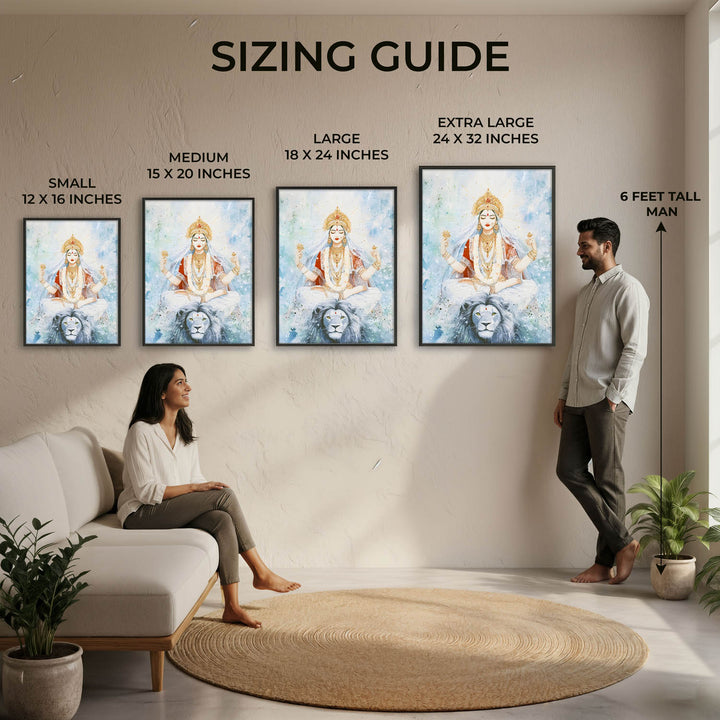 Goddess Durga in Himalaya - God Painting