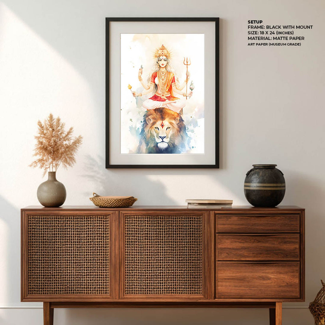 Goddess Durga on Lion - Vastu Painting