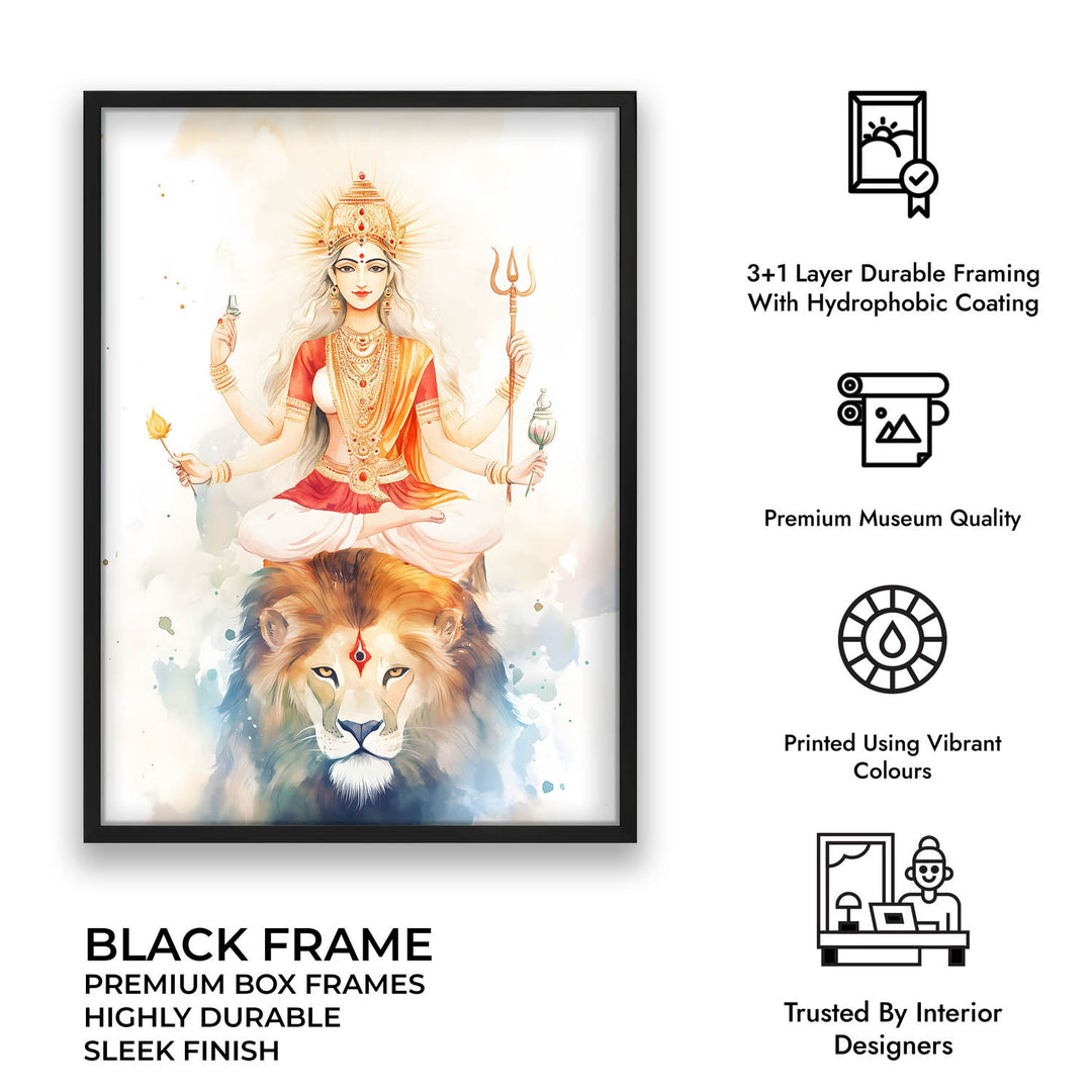 Goddess Durga on Lion - Vastu Painting