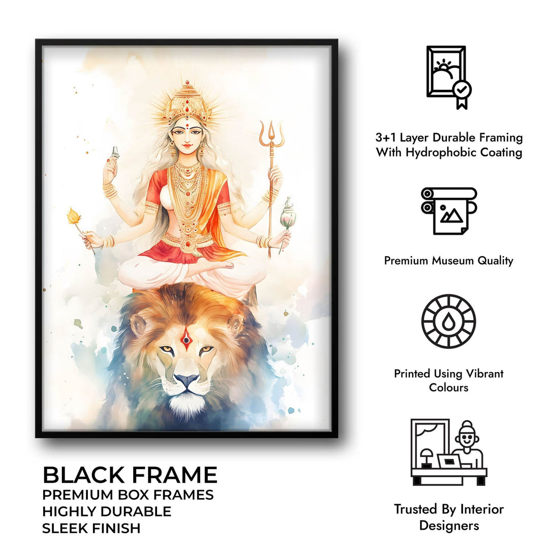 Goddess Durga on Lion - Vastu Painting