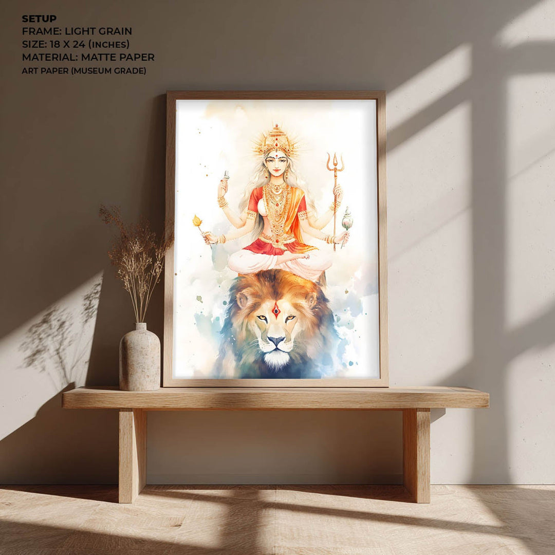 Goddess Durga on Lion - Vastu Painting