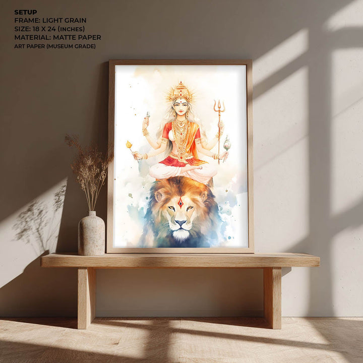 Goddess Durga on Lion - Vastu Painting