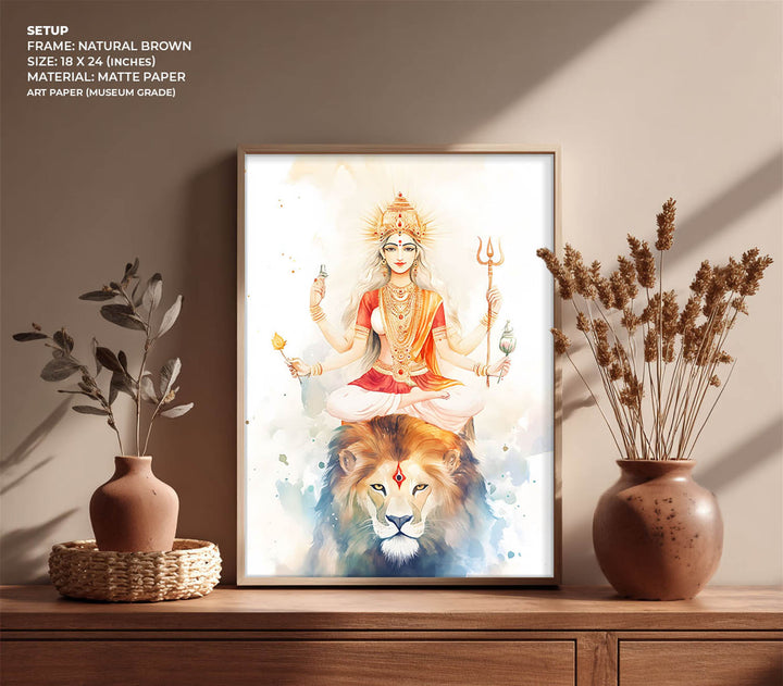 Goddess Durga on Lion - Vastu Painting