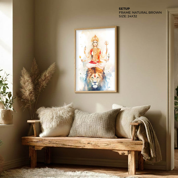 Goddess Durga on Lion - Vastu Painting