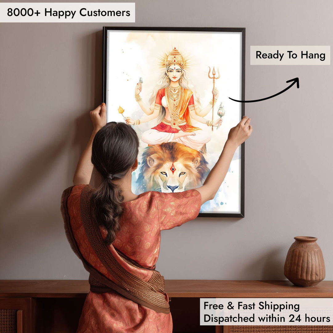 Goddess Durga on Lion - Vastu Painting