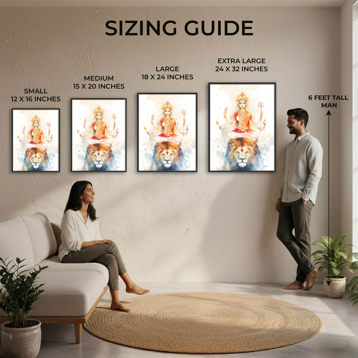 Goddess Durga on Lion - Vastu Painting