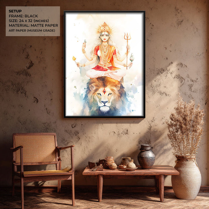 Goddess Durga on Lion - Vastu Painting