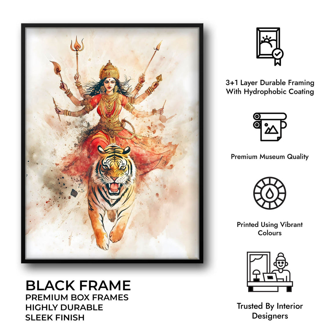 Goddess Durga on Tiger - Vastu Painting