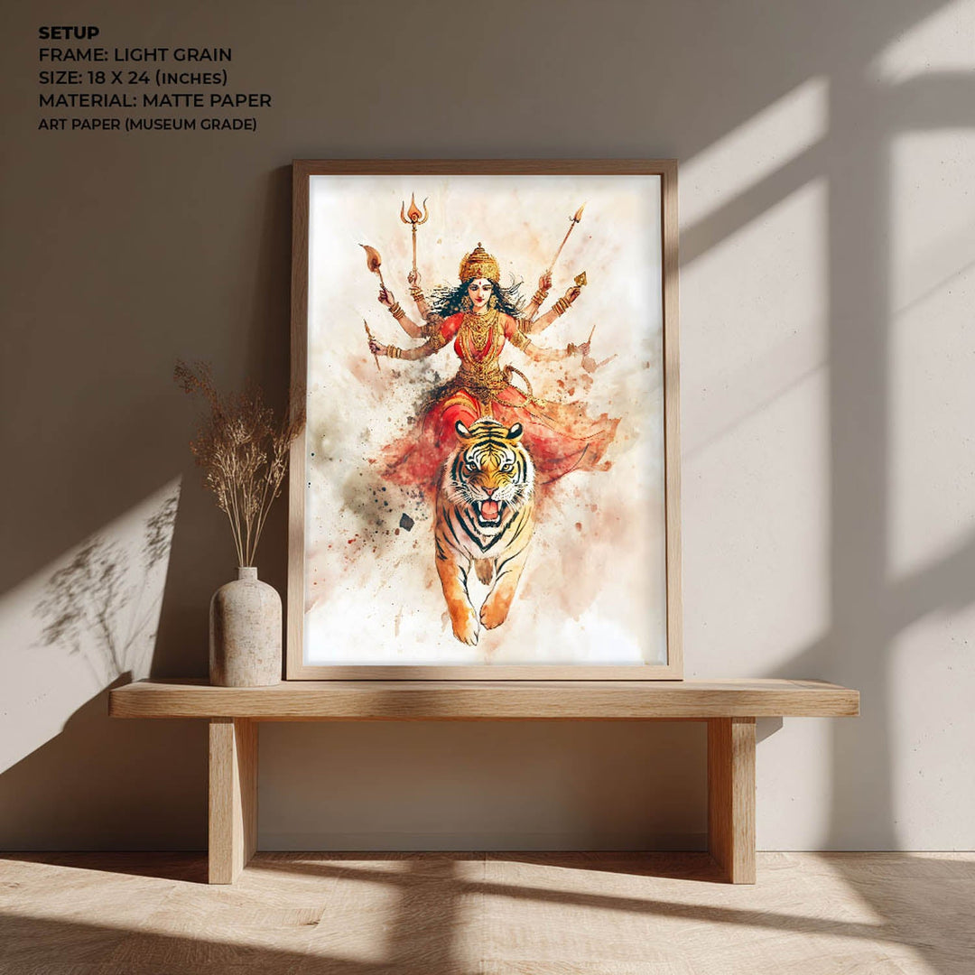 Goddess Durga on Tiger - Vastu Painting