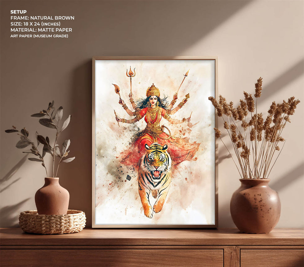 Goddess Durga on Tiger - Vastu Painting
