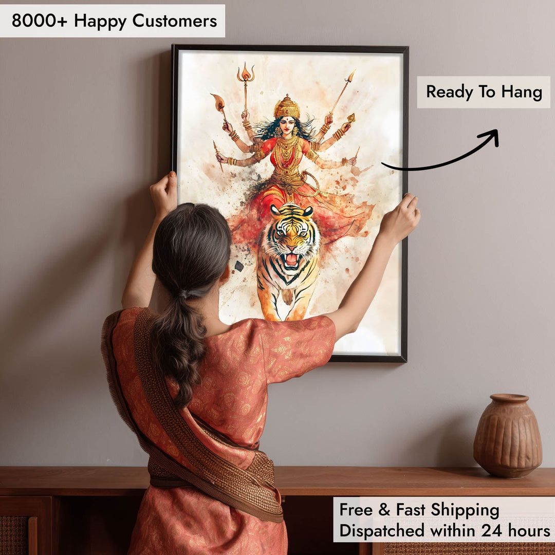 Goddess Durga on Tiger - Vastu Painting