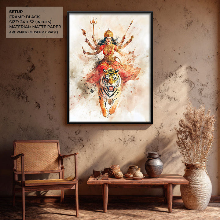 Goddess Durga on Tiger - Vastu Painting