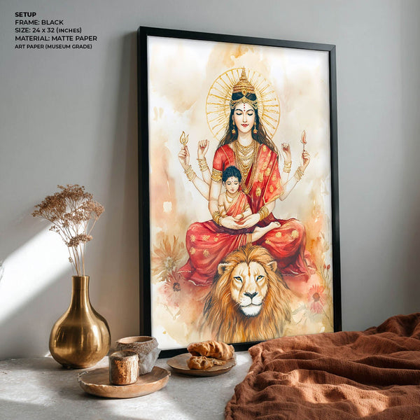 Goddess Durga sitting on Lion - Vastu Painting