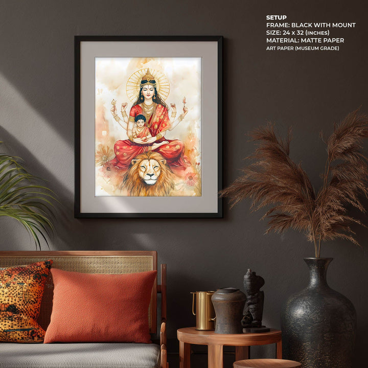 Goddess Durga sitting on Lion - Vastu Painting