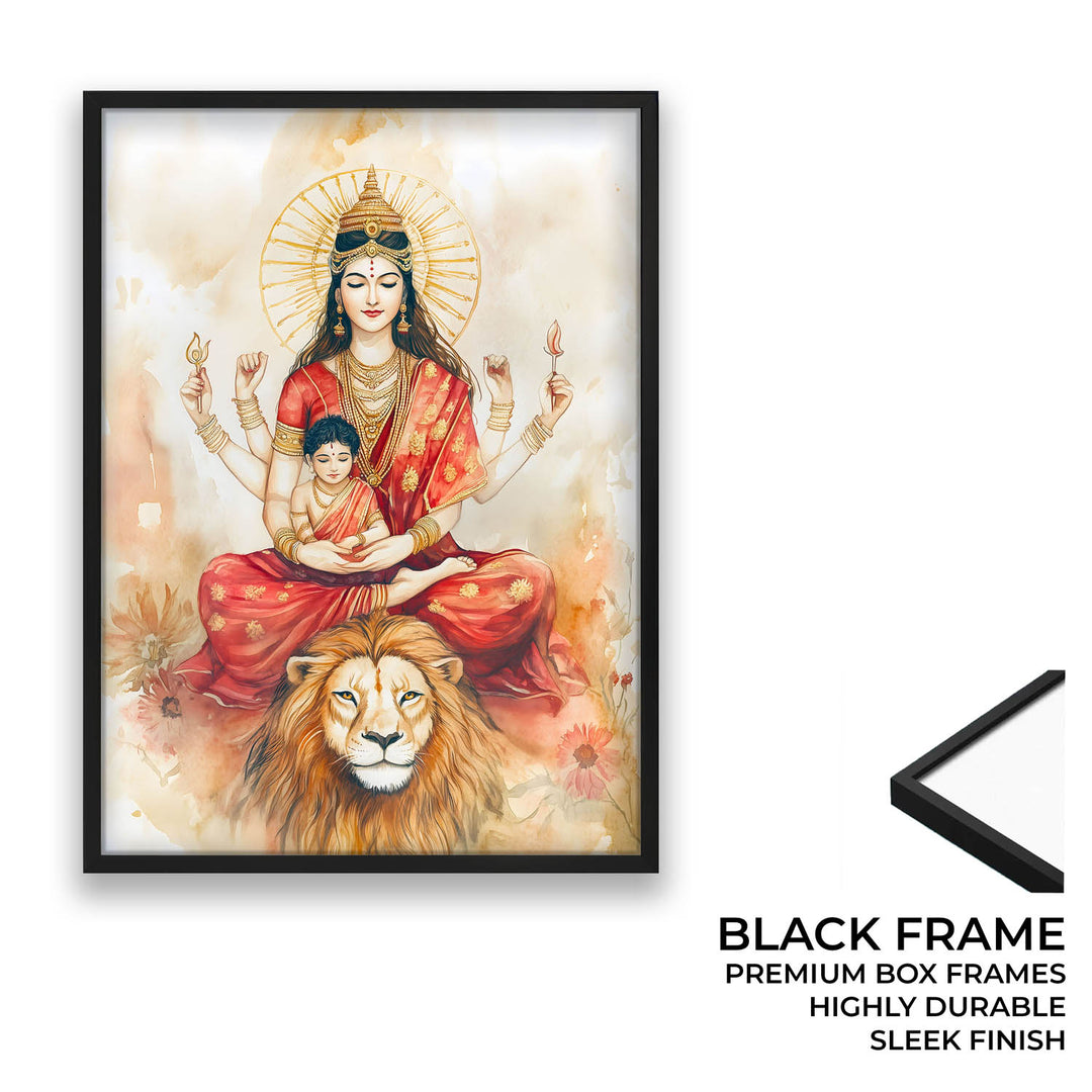 Goddess Durga sitting on Lion - Vastu Painting