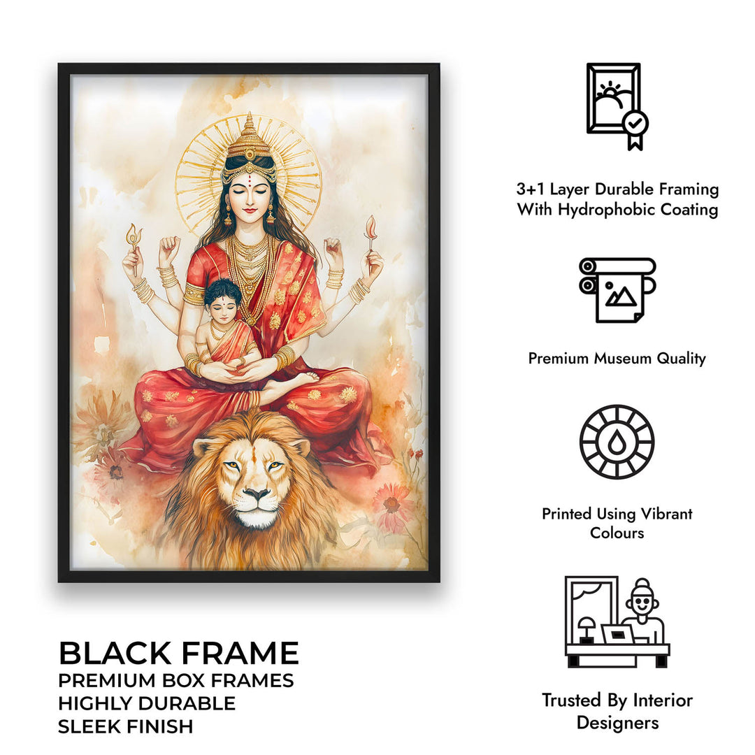 Goddess Durga sitting on Lion - Vastu Painting