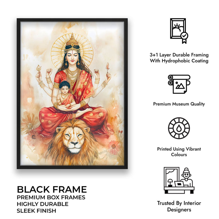 Goddess Durga sitting on Lion - Vastu Painting